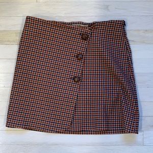 Urban Outfitters fitted plaid button skirt